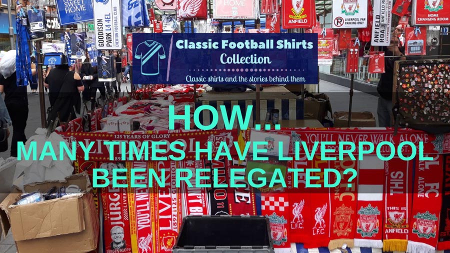 Liverpool scarves and memorabilia on stall outside ground